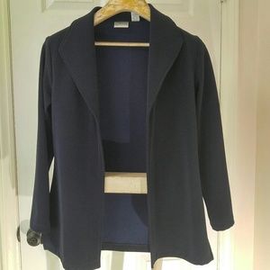 Chico's Size 1 solid Navy Blazer EUC